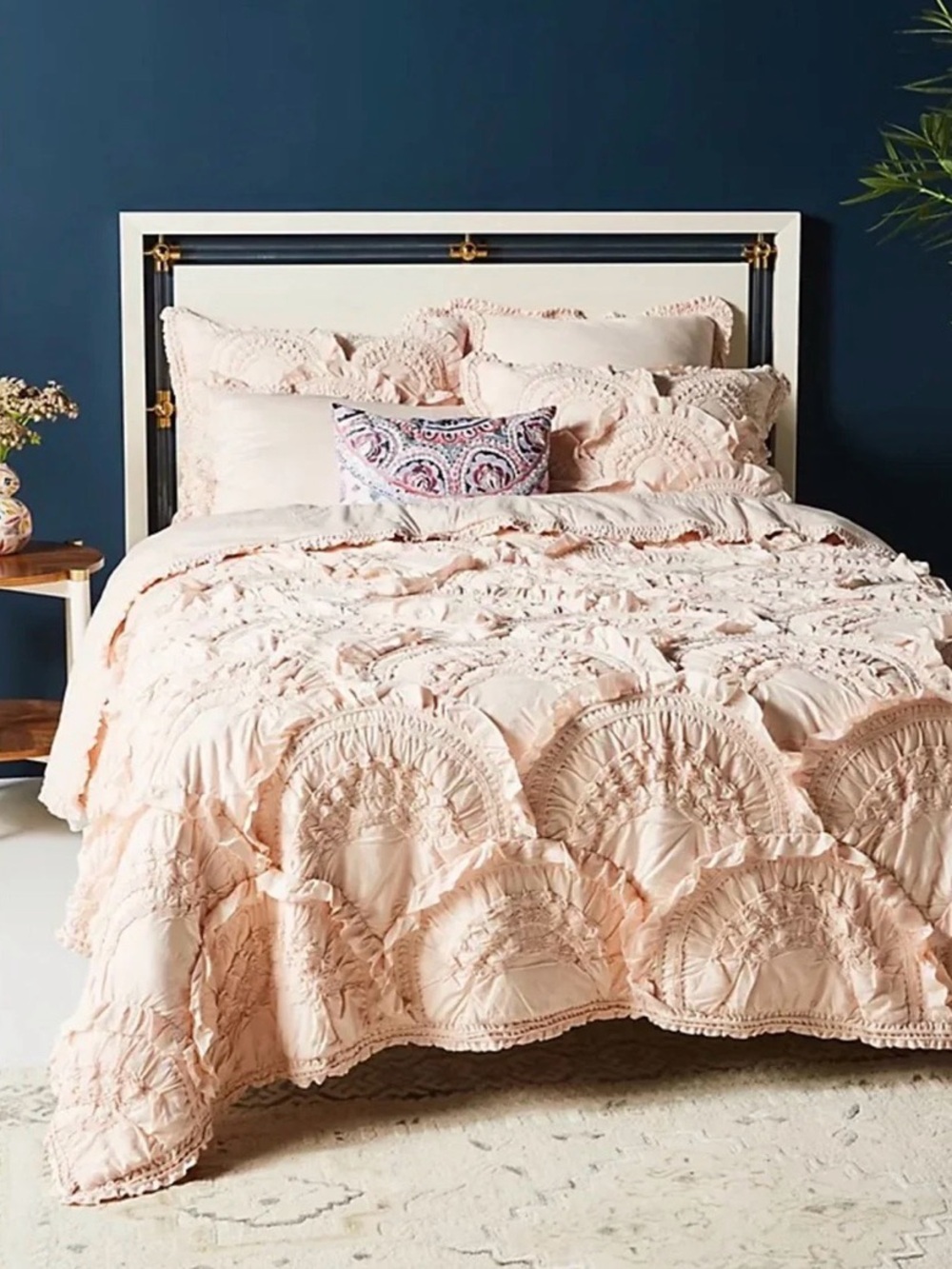 Anthropologie Pale Pink/Peach Rivulets Queen Comforter